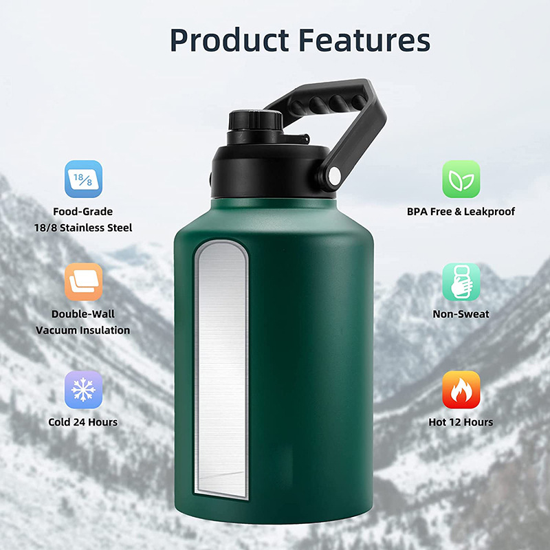 One Gallon Insulated Water Bottle 128oz Vacuum Double-Walled Flask Water Jug Keep Drinking Hot and Cold for Travel Hiking Camping Sports DIY