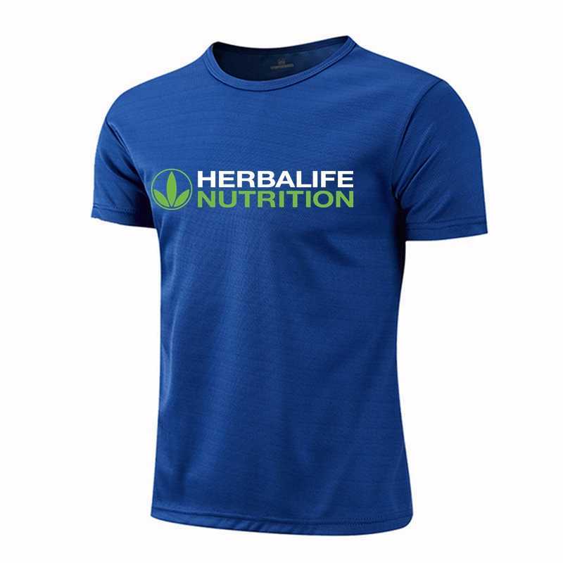 T-shirt maschile fitness uomini poliestere a maniche corte sport sport allenamento allenamento con tee herbalife nutrizione camicie traspirabili a secco rapido 022223h