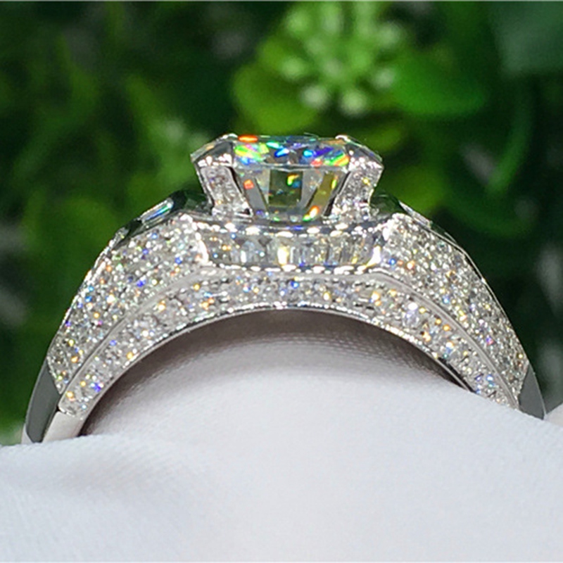18K 골드 다이아몬드 반지 남성 고급 반지 공주 약혼 반지 여성 숙녀 패션 쥬얼리