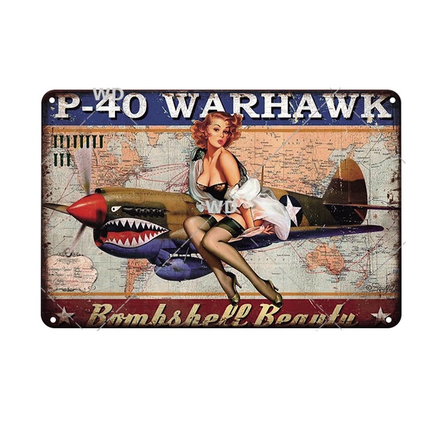 Cartoon Girl Painting Tin Sign Pin Up Sexy Girl Vintage Metal Plaque Retro Plate Wall Sticker Sexy Girl Poster For Shop Man Cave Club Workshop Decor Size 30X20cm w01