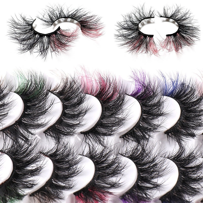 Multicouche épais couleur faux cils bouclés entrecroisés faits à la main réutilisables 3D faux cils colorés naturellement doux extensions de cils vifs aspect naturel