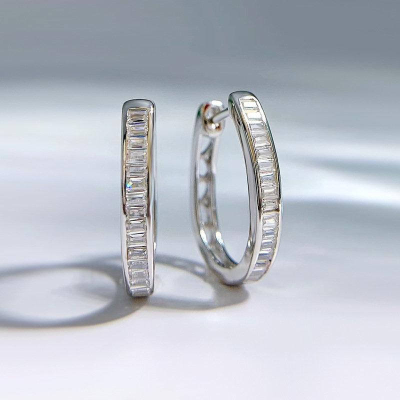 연인 심장 Moissanite Diamond Hoop Earring 100% Real 925 여성 약혼 보석 Dangle을위한 스털링 실버 파티 웨딩 이어링