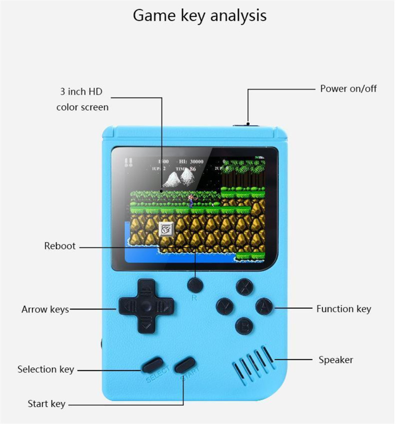 Portable Macaron Handheld Games Console Retro Video Game player Can Store 500 800 in1 8 Bit 3.0 Inch Colorful LCD Cradle for Kids Gift