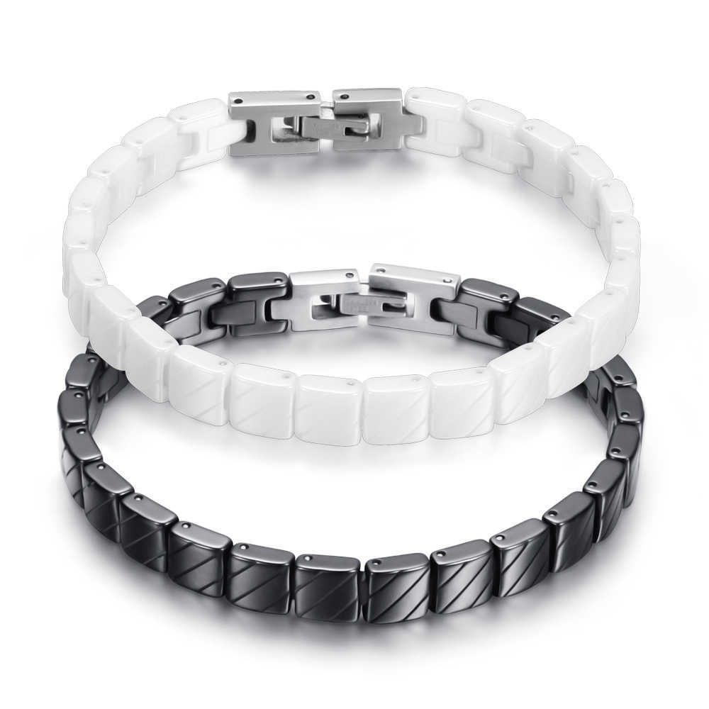 Link Chain ZG Bracelet Version New Ceramic Fashion Personality Black and White Stitching Bracelet All-match Magnetic Bangle Unisex Jewelry G230222