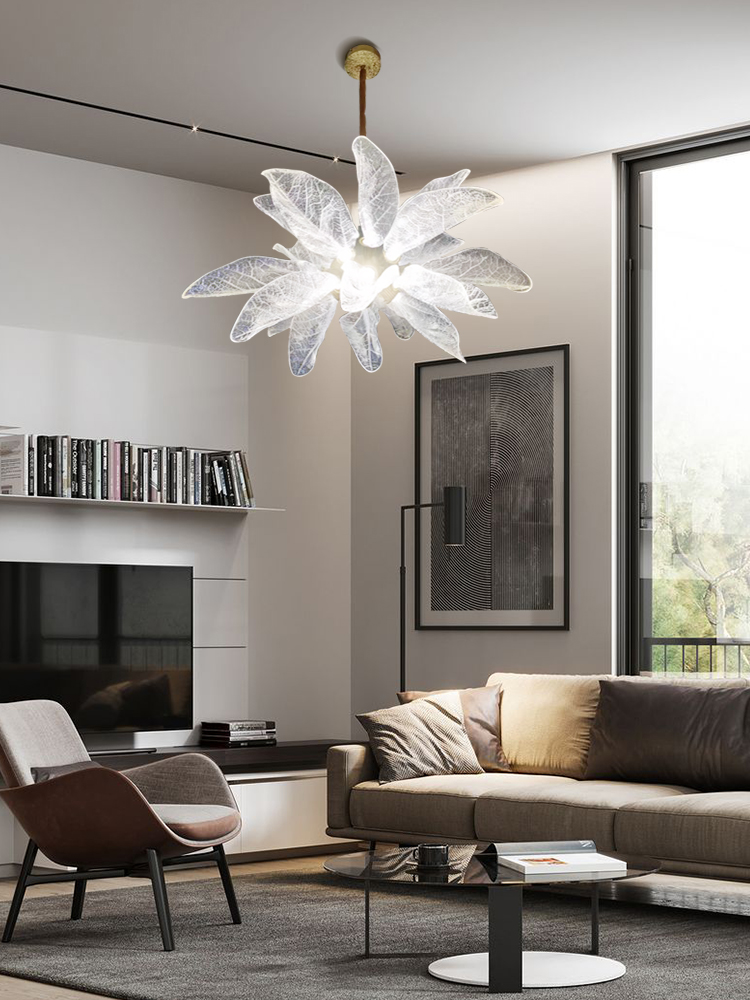 Modern Luxury Leaf Pendant Lamps Nordic 18 Leaves Pendant Chandelier Lights Fixture American Romantic Dining Living Room Restaurant Hotel Droplight Dia100cm