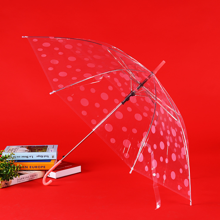 راقية شفافة دوت مظلة هدية الإعلان عن مظلة شفافة طويلة مقبض طويل