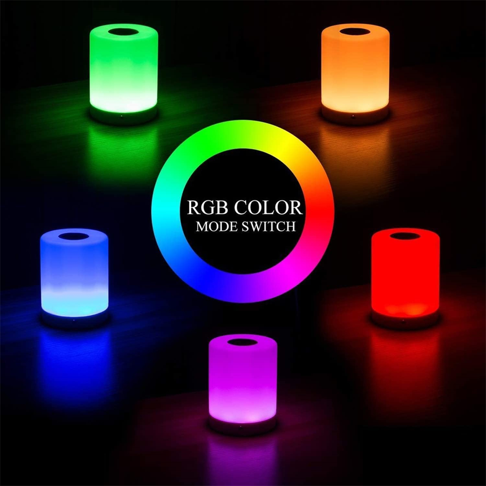 Topoch Portable LED Camping Light Night Smart Bedside Table Lamp Touch Control Dimble USB Rechargable Color Changing RGB Lantern Lighting Nightlight for Kids