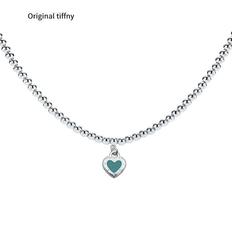 Designer Necklaces Beaded Classic Style 925 Silver Blue Red Pink Heart Pendant Necklace For Women Wedding Engagement With Box Y230298e