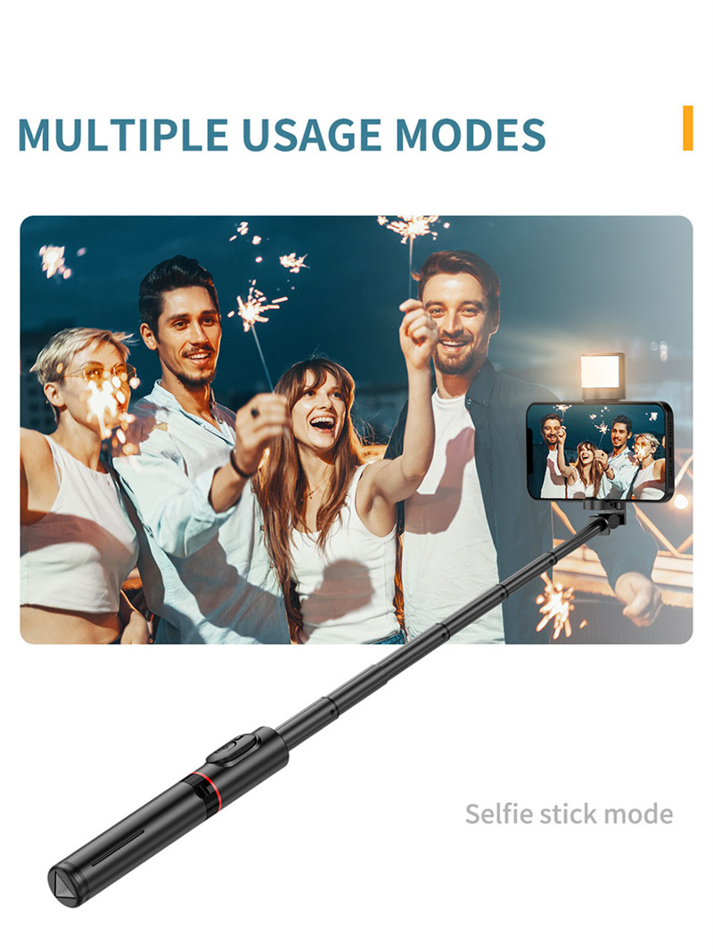 Q12S Monopod Self Camera Lever Bluetooth Stabilizer Handheld met vullamp Mobiele telefoon Live video na draadloze afstandsbediening Monopods Fold