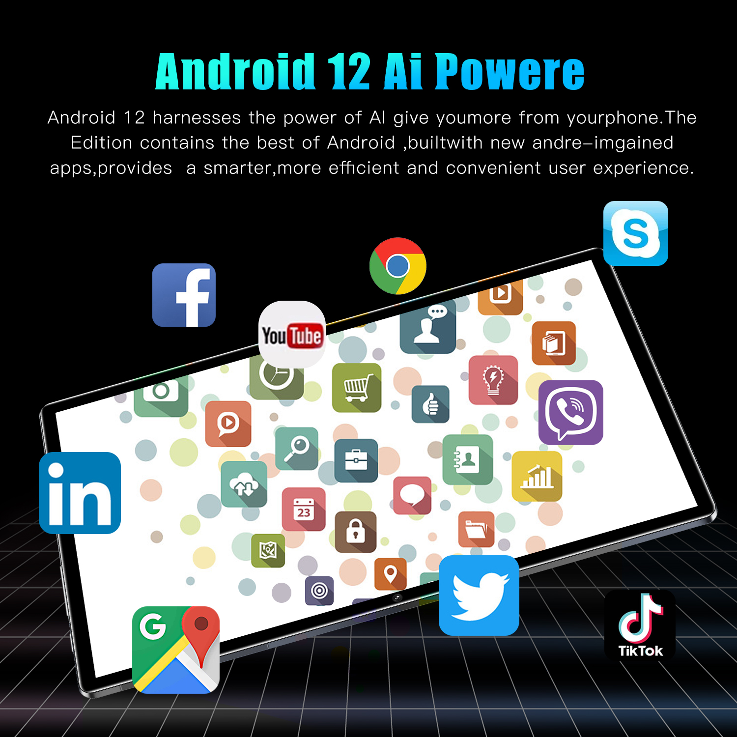 Tablet PC Android 12 Sistema Tienkim con supporto Wi-Fi e Bluetooth 512 GB 8000MAH