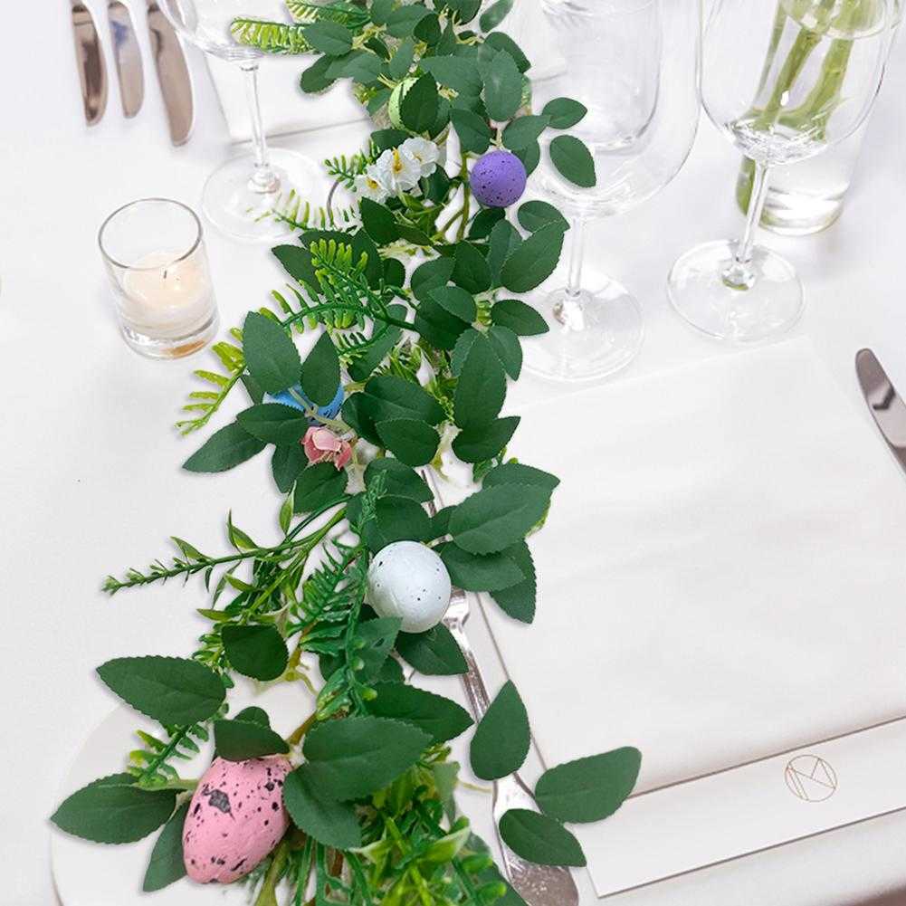 Décoration de fête guirlande de vigne artificielle de pâques avec des oeufs pour arc de manteau rustique arbre de Table à la maison 2023 Y2302