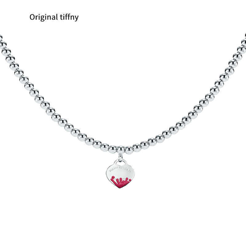 Designer Necklaces Beaded Classic Style 925 Silver Blue Red Pink Heart Pendant Necklace For Women Wedding Engagement With Box Y230298e