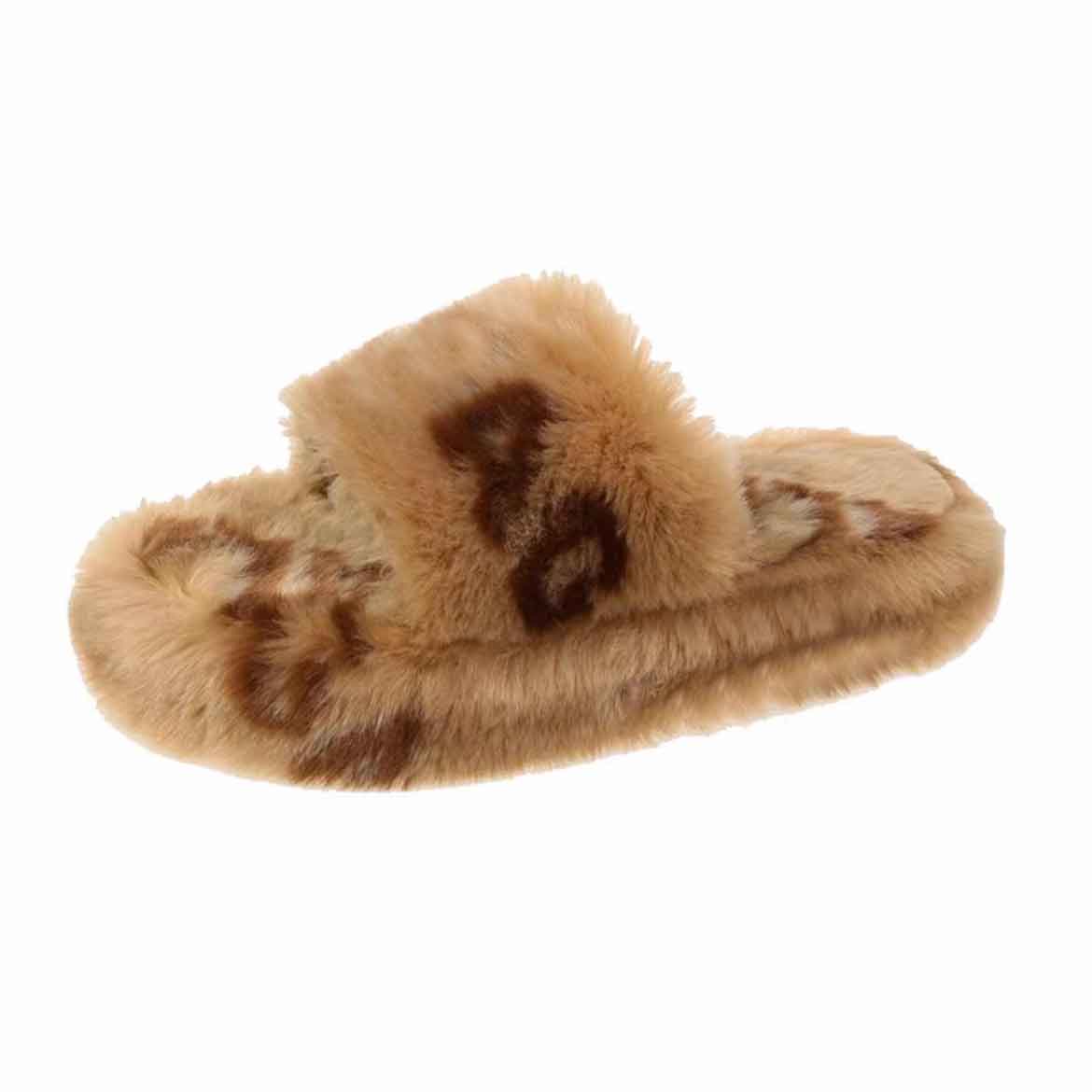 Luxe femmes pantoufles fourrure paris Allover Logo Furry Slide chaussures de créateurs Beige Ebony mode en peluche chaud confortable toboggans d'hiver nouvelle taille classique 35-40