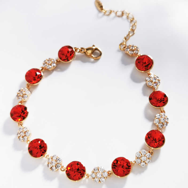 Link Chain Luxury Bracelet for Women made with Austrian Crystal Round Design Girls Bracelets Bangle Hand Accessories Birthday Bijoux Gift G230222