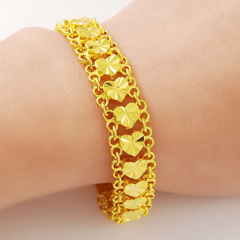 Länkkedja 24k guldarmband bil blomma hjärtmode armband högkvalitativt kvinnor bröllop engagemang smycken present g230222