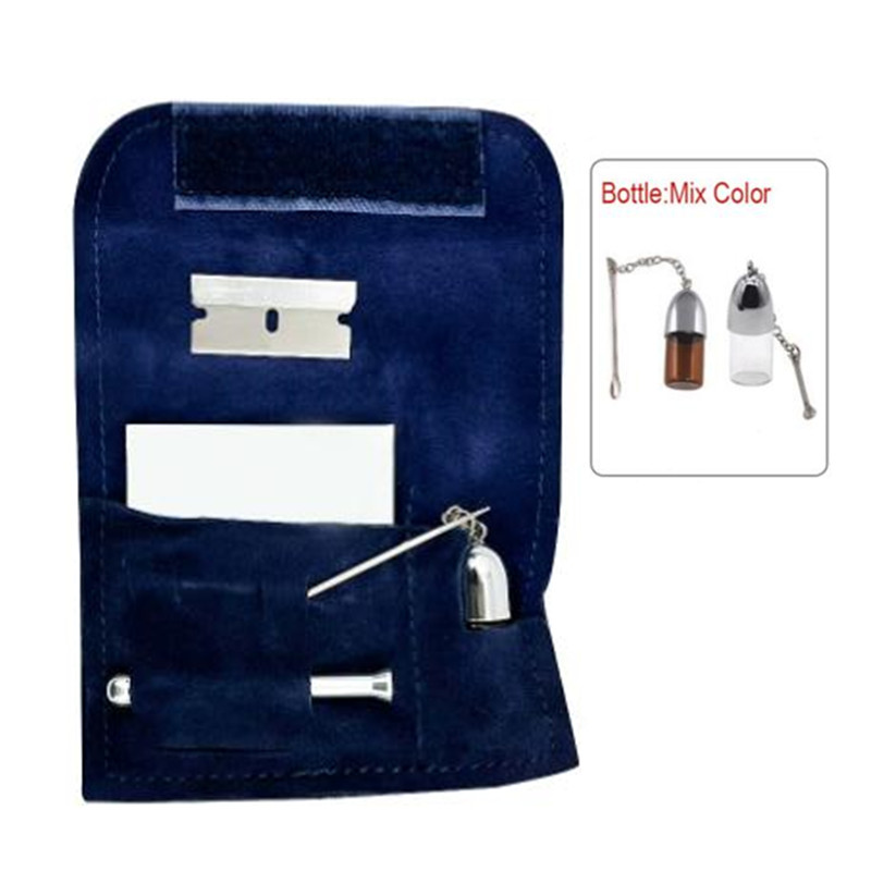 Portable Snuff Kit 100% Genuine Leather Tobacco Pouch Bag Snorter Sniffer Case Storage Bottles with Spoon Sniffer Straw Hoover Pouch Bag Case