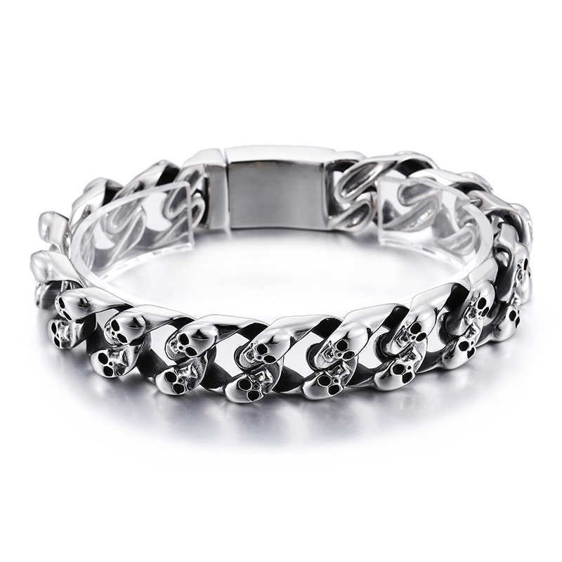 Lien Chaîne Crâne Os Cubain Chaîne Bracelet Hommes En Acier Inoxydable 316L Rue Danse Bijoux G230222