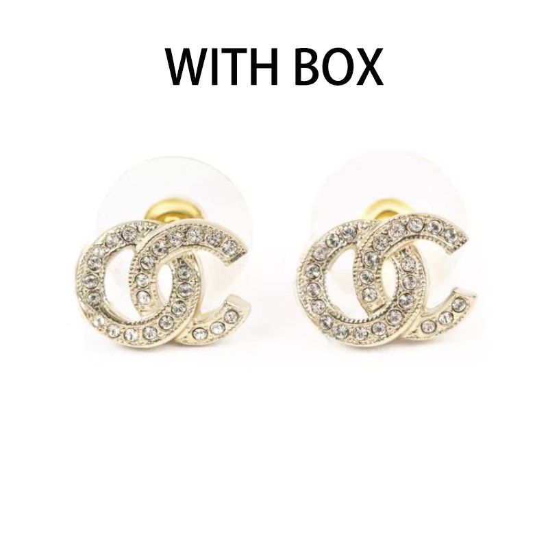 Channl Simple Small Stud Earrings Classic C Letters Gold Silver Diamond Studörhängen smycken Designer Style Mönster örhängen 200p