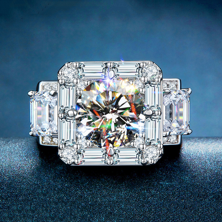 Mariage hommes Moissanite bague argent princesse coupe CZ pierre bagues de fiançailles pour femmes bijoux cadeau