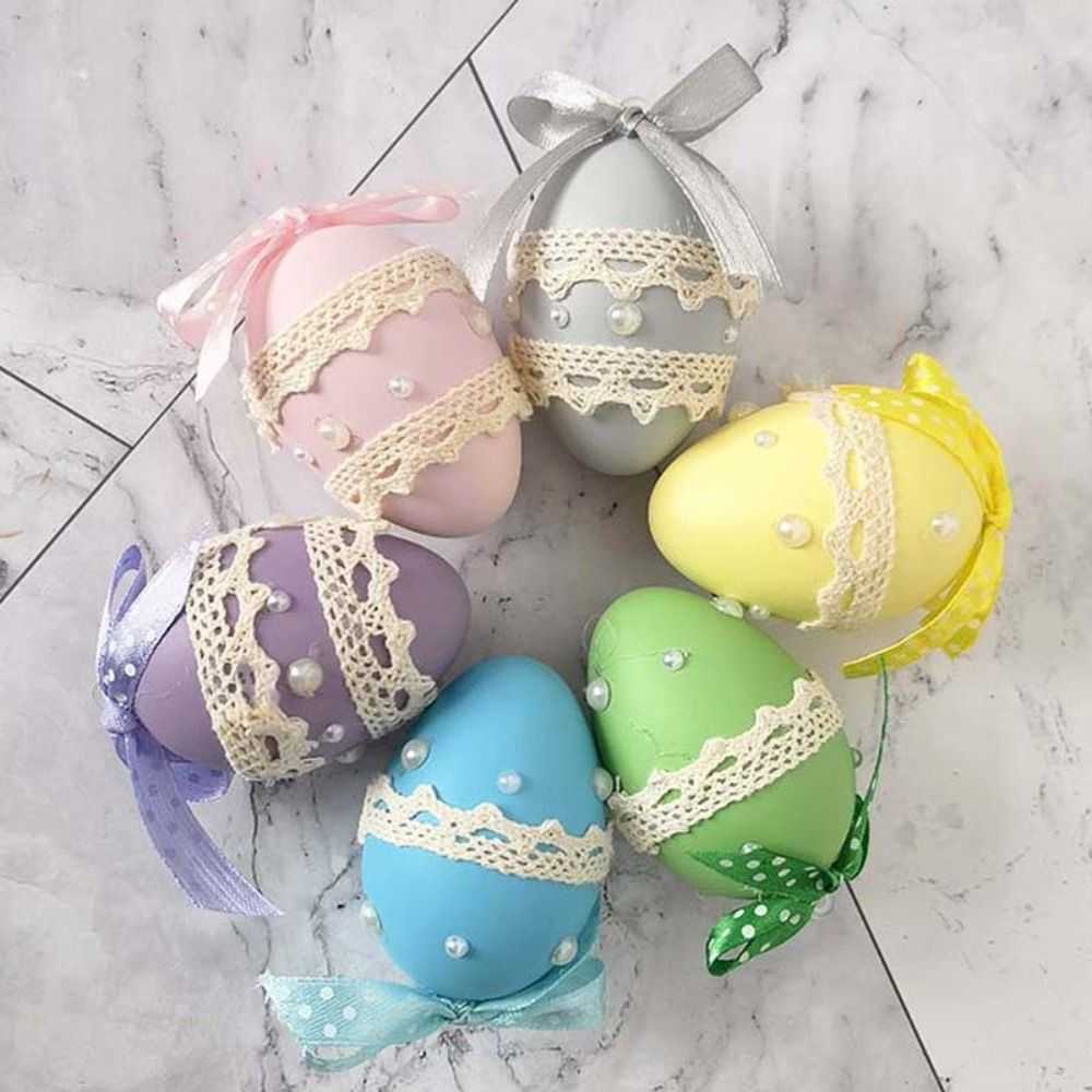 Party Decoration Colorful Easter Eggs Creative Ribbon Bow Egg Happy Ornament Home Wedding Birthday Supplies Kids Toy Y2302