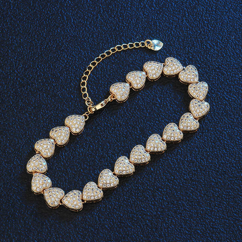 Lien Chaîne NurmWung Boutique De Luxe Coeur Bracelet pour Femme Bijoux Cuivre Plaqué De Luxe De Noce Couple Cadeau Accessoires G230222
