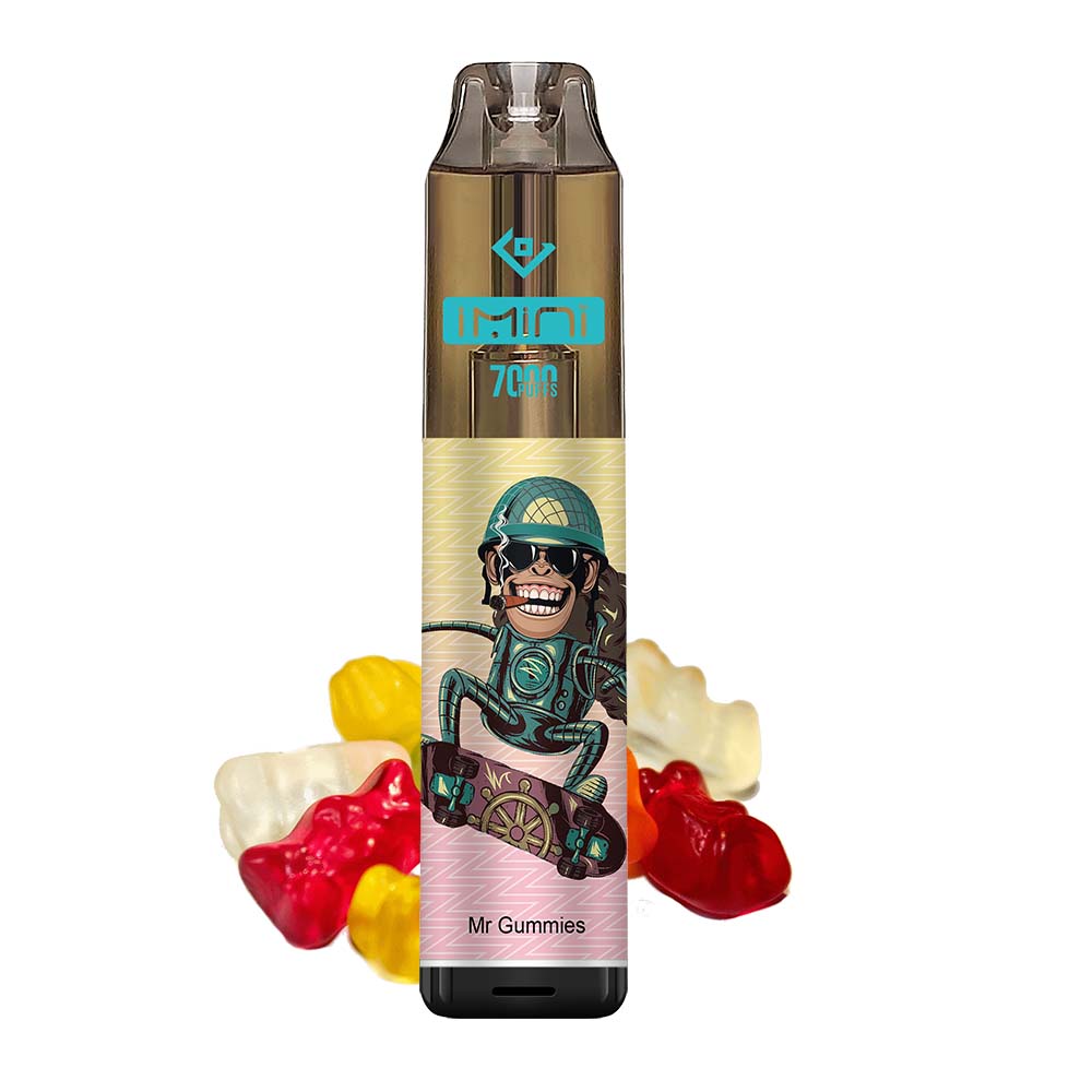 최신 IMINI IO 7000PUFFS 일회용 전자 담배 15ML 850mAH 배터리 메쉬 코일 공기 흐름 포드 미리 채워진 증기 스틱 장치 ECIG 휴대용 기화기 키트