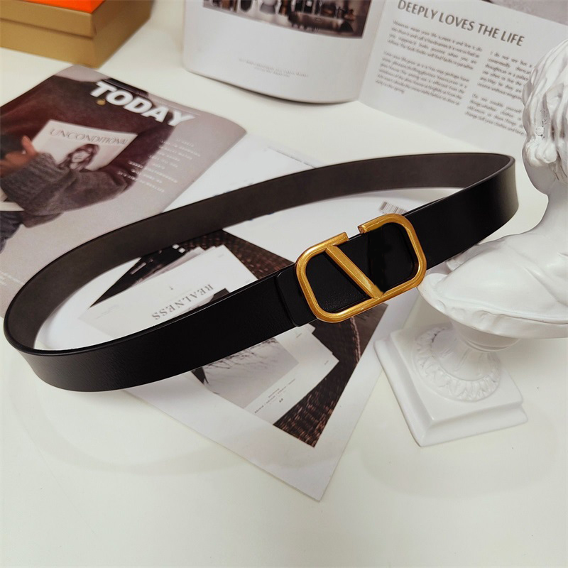 Cinturón de diseñador para mujer de negocios Letra de latón V Cinturón Color dorado Hebilla retro 2 5 cm Cinturon Color sólido Moda casual Negro Multisiz308l