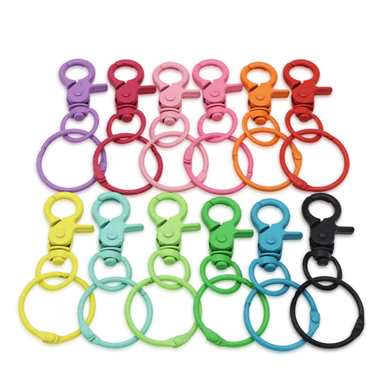 Split Key Ring 30mm Color Paint Lobster Clasp Key Chain Clasps for Christmas Halloween DIY Keychains Making