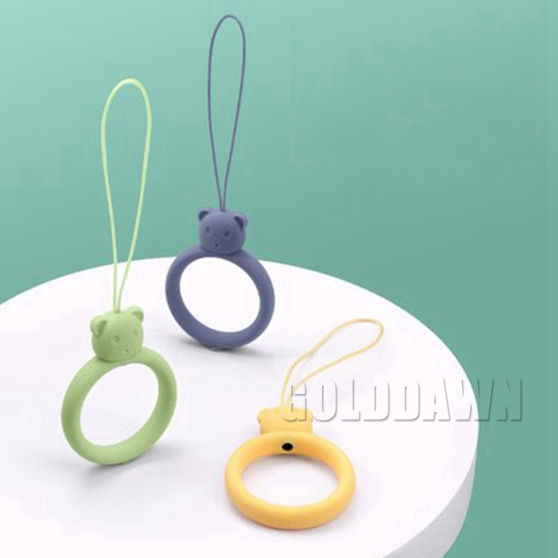 Sangles de téléphone en Silicone, dessin animé mignon, lanière pendentif de téléphone portable avec anneau de doigt pour casque, pilotes Flash Usb