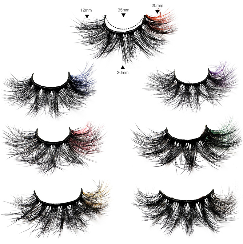 Multicouche épais couleur faux cils bouclés entrecroisés faits à la main réutilisables 3D faux cils colorés naturellement doux extensions de cils vifs aspect naturel