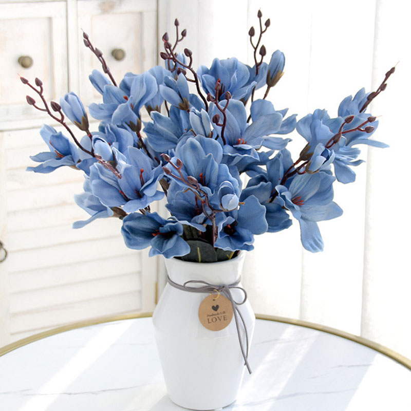 Artificial Silk Flower Bouquet Simulation Magnolia Plant for Home Living Room Decoration Wedding Fake Flowers