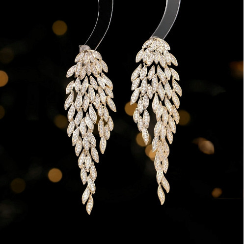 Dangle Chandelier S925 silver needle multi layer leaves exaggerated tassel earrings fashion light luxury design trend 230223