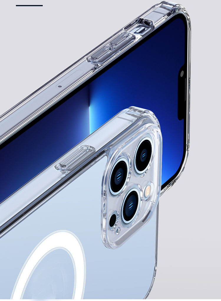 Magnetyczne bezprzewodowe obudowy szokowe dla iPhone'a 14 plus 13 pro max 12 11 Samsung S23 S22 Ultra twardy akrylowy plastikowy miękki tpu przezroczysty magnes.