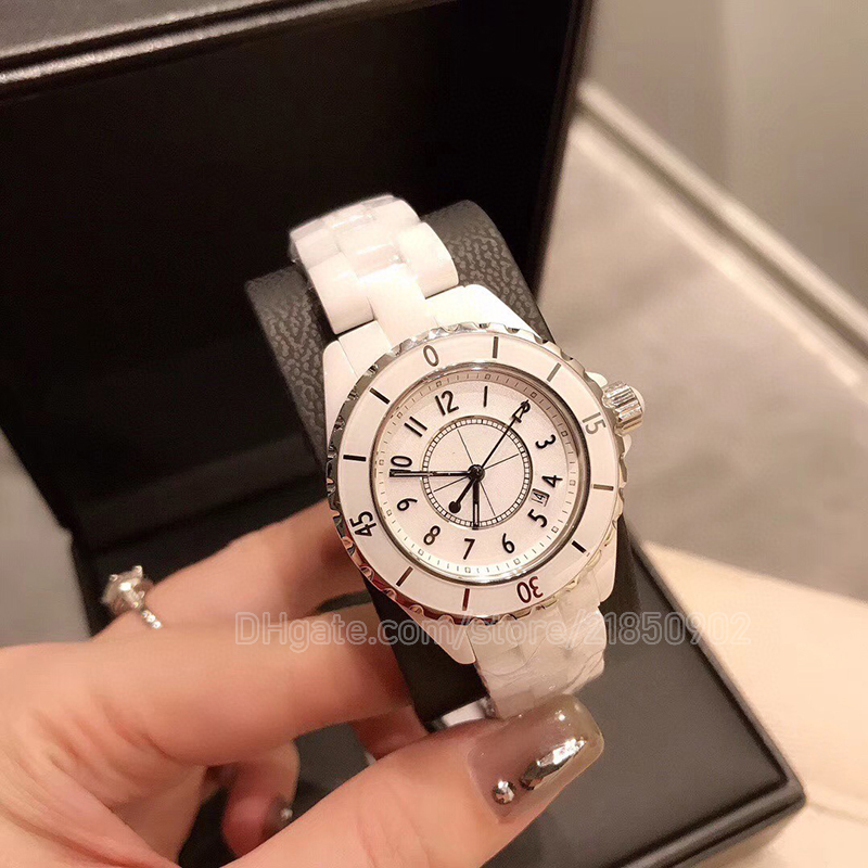 Uitstekende horloges zwart keramiek 38 mm limited edition quartz polshorloge diamant markers kaliber zwarte wijzerplaat doos papieren witte wijzerplaat wo258k