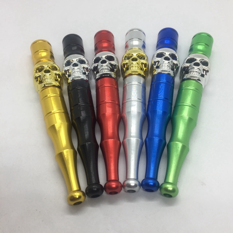 Smoking Colorful Aluminium Alloy Skull Catcher Taster Bat One Hitter Dry Herb Tobacco Filter Removable Pipes Cigarette Holder Tips DHL