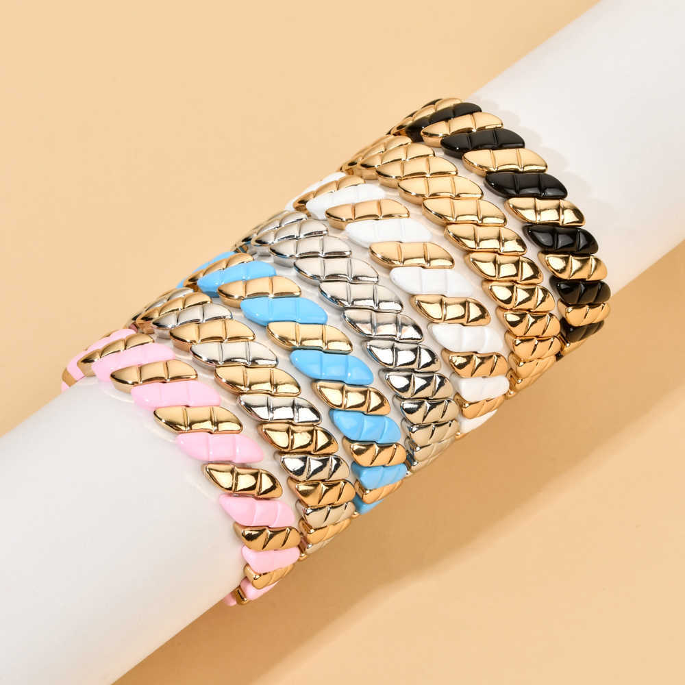 Lien chaîne arc-en-ciel tuile extensible émail bracelets pour femmes amitié Pulseiras mode bohème bijoux cadeaux pour filles été plage G230222