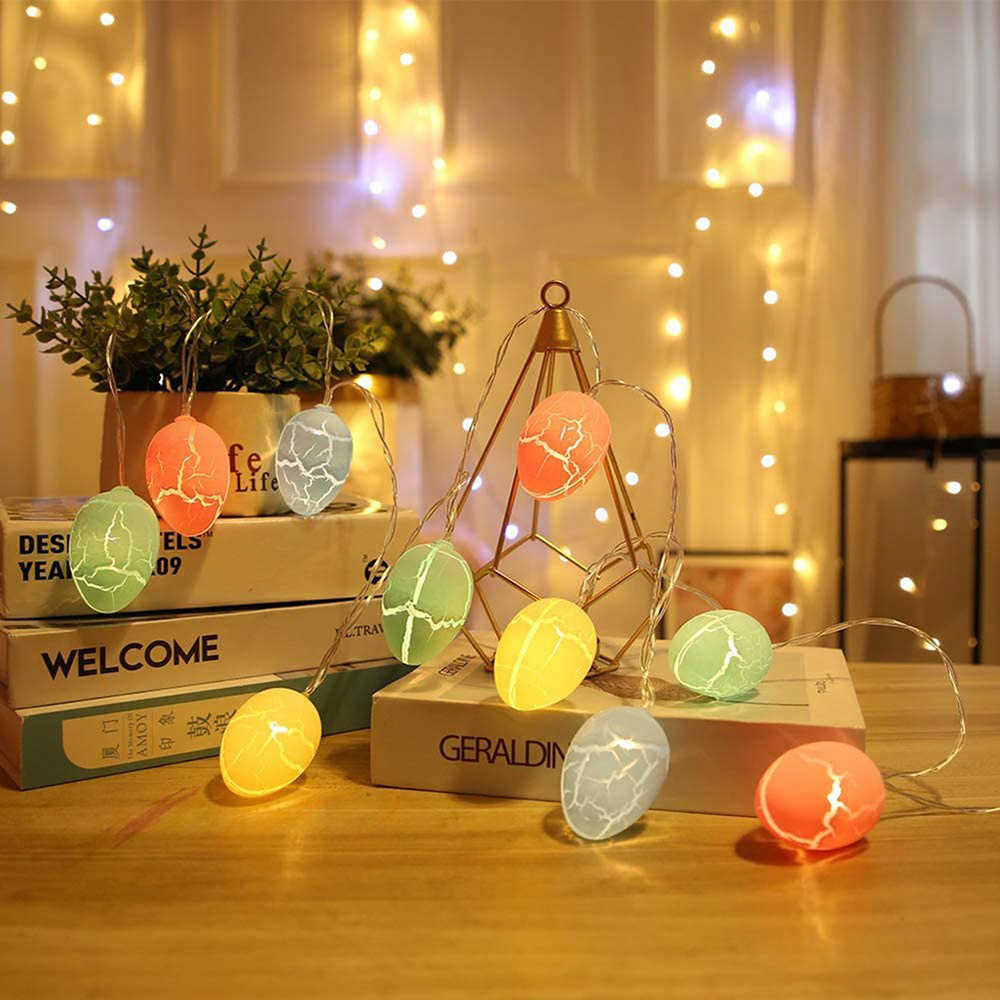 Party Decoration 2m Easter LED Cracked Colorful Eggs Form Light String USB Batteris av leverans Happy Day Decor för Hem 2022 Ny Y2302