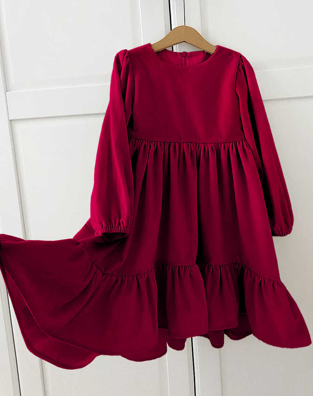 Girl's Dresses Children's Dress New Spring and Autumn Dress Girls' Ruffle Edge Long Sleeve Suede Dress Boys' Long Sleeve Corduroy Dress