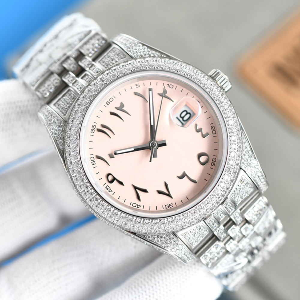 Volledig diamanten horloge heren automatische mechanische horloges waterdicht 41 mm met diamanten bezaaide stalen saffier dames zakelijk polshorloge Montre de Luxe