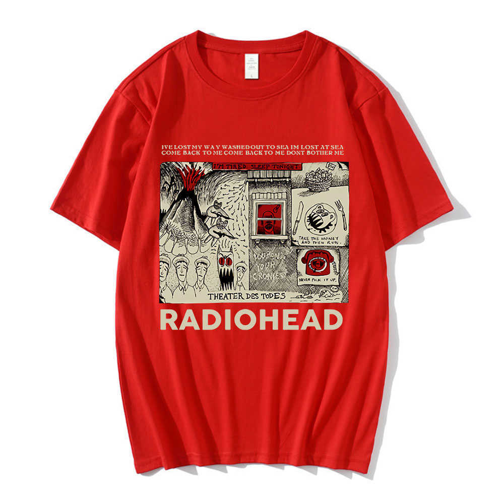 Mannen T-shirts Radiohead T-shirt Vintage Hip Hop Rock Band T-shirts Unisex Muziek Fans Print T-shirt Mannen Korte Mouw 100% Katoen Harajuku Tees L230224