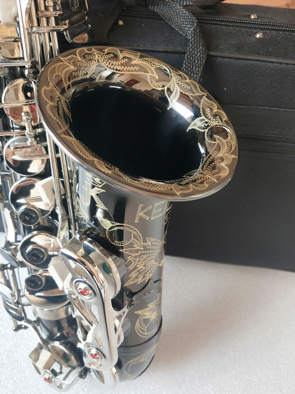 2023 Alto Sax Tyskland JK SX90R Keilwerth Saxophone Black Nickel Silver Eloy Alto Sax Brass Musical Instrument Mynstycke Kopia Gratis frakt