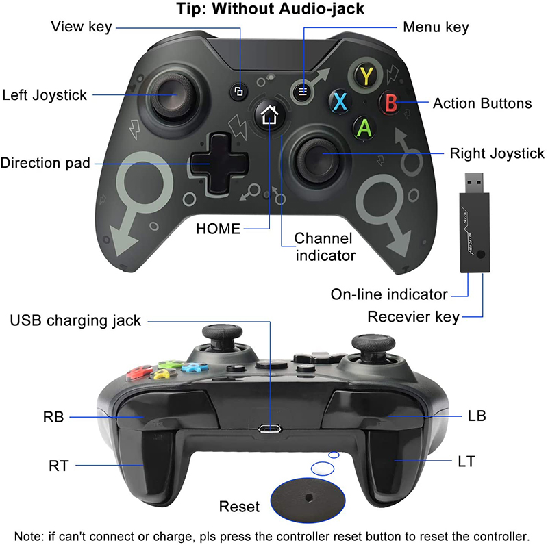 F￶r Xbox One Control 2.4 GHz tr￥dl￶s controller gamepad f￶r PC f￶r Android -telefon f￶r XboxOne S/X -konsol Joystick