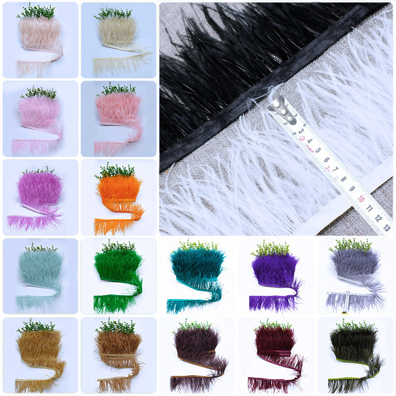 8-10CM véritables plumes d'autruche décoration de fête couleur naturelle pour robe vêtements décoration artisanat ruban frange couture plumes pour jupe décorations de mariage