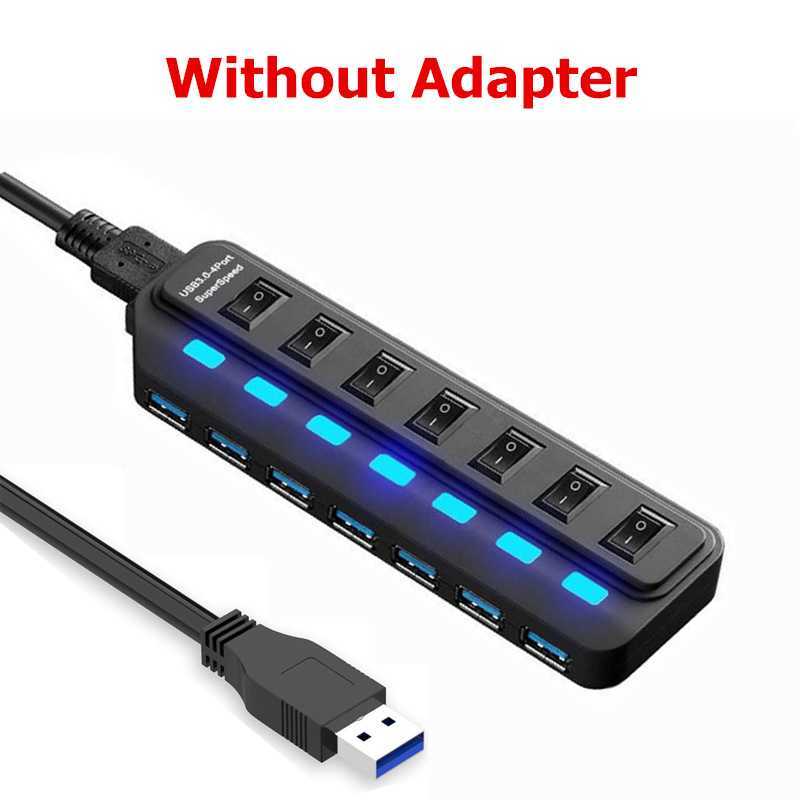 Połączka USB 3.0 5 Gbps Szybkie rozdzielacz Multi Splitter 3 Użyj adaptera mocy 4/7 Port Multiple Expander z przełącznikiem na laptop na PC