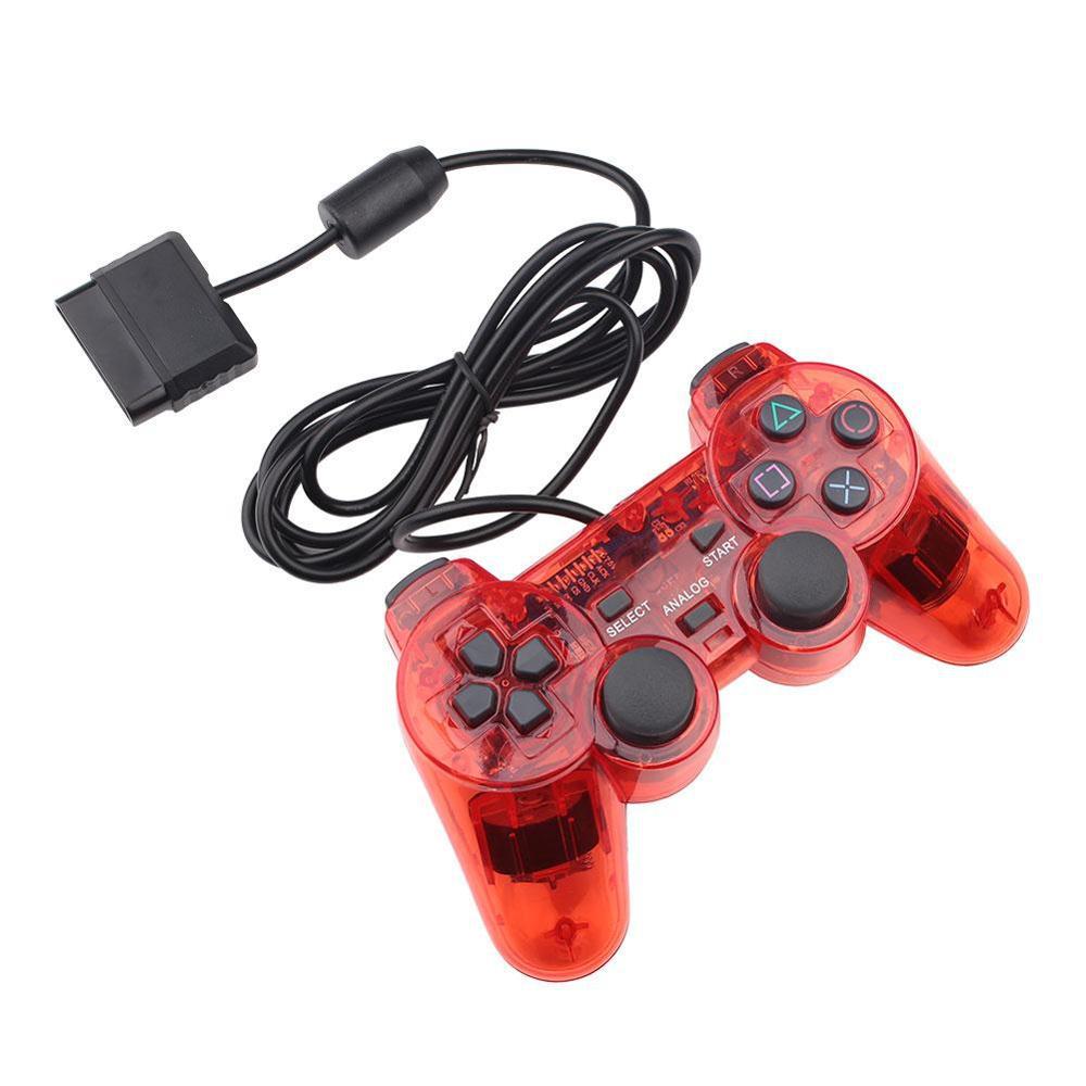 Contrôleur PS2 de jeu vidéo sans fil de manette de jeu de vibration filaire pour le joystick Playstation 2 transparent clair