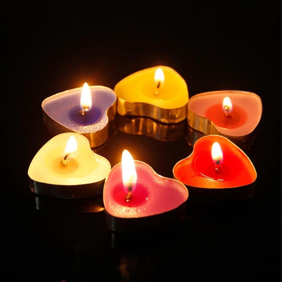 Hj￤rtform DIY -ljus F￤rgglada mini Random Combination Tea Candle For Valentine's Day Wedding Party Room Decor