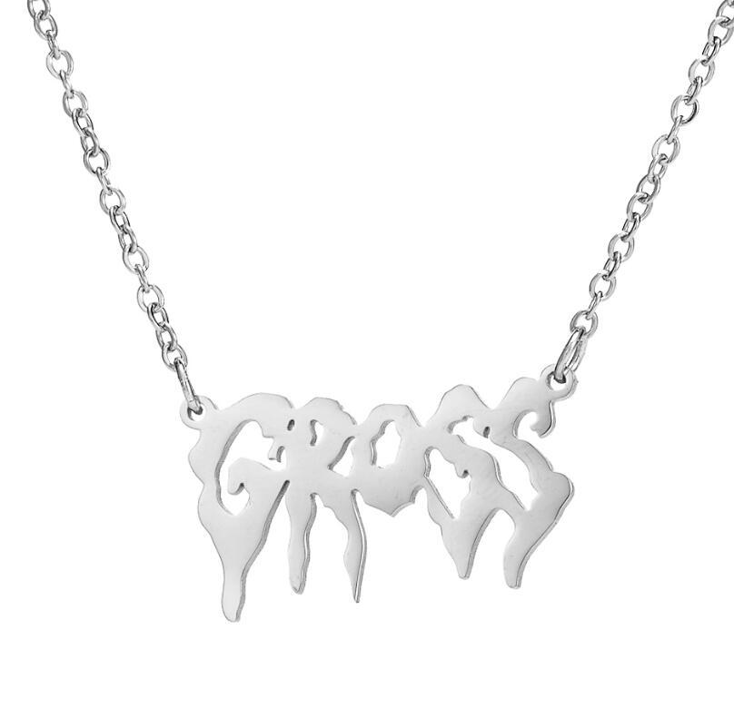 Freak Lettre Colliers En Acier Inoxydable Gothique Punk Hip Hop Art Anglais Mot Initiale Pendentif Chaîne Sautoirs Collier Bijoux