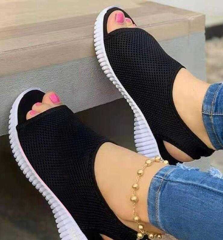 Sandalen dames schoenen zomer 2022 mesh vis platform dames gesloten teen wig dames licht casual zapatillas muje y2302