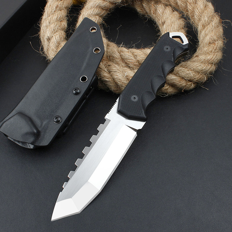 Special Offer H2321 Strong Survival Straight Knife VG10 Satin Tanto Blade Full Tang G10 Handle Outdoor Camping Fixed Blade Knives with Kydex