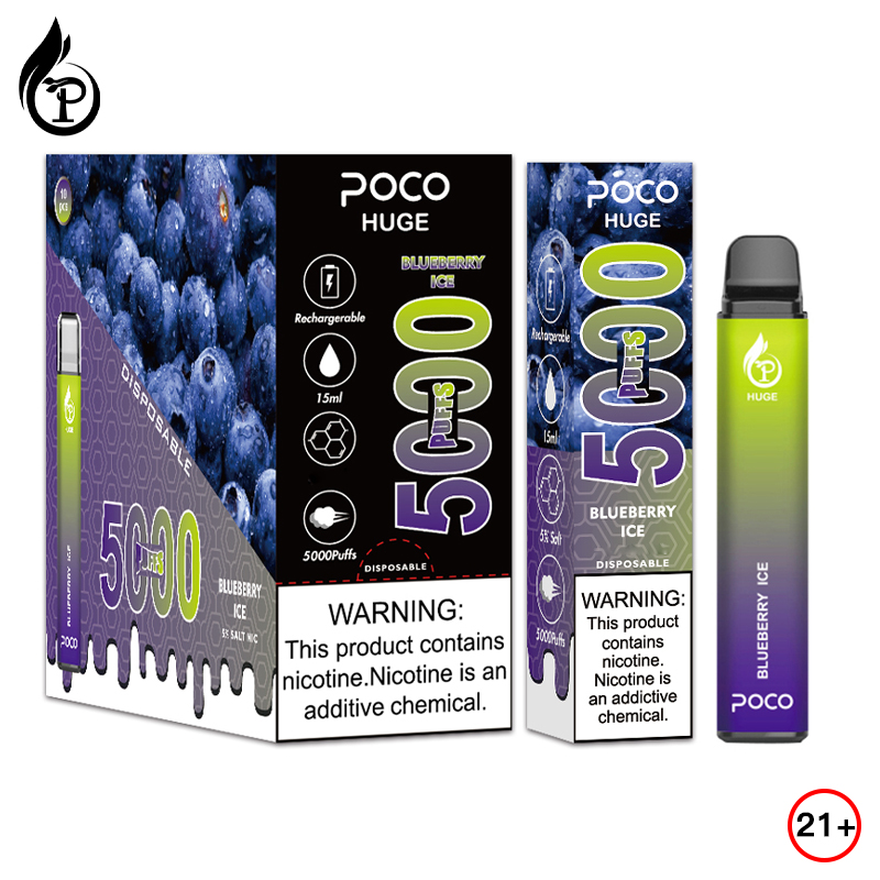 Espagne Entrepôt à l'UE Original E Cigarette POCO ÉNORME VAPOSE VAPOSE PRÉFULTÉE 15 ML POD 5000 PUFS 650MAH COBLE MESH